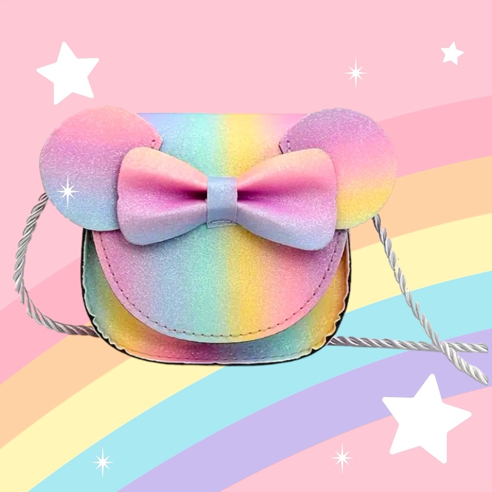 ‼️$7‼️ Cute Sparkling Rainbow “Minnie Mouse” Crossbody Bag for Girls 🌈